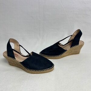 Boho Chic Viguera Womens 39 Blue Suede Espadrille Wedge Sandals Spain